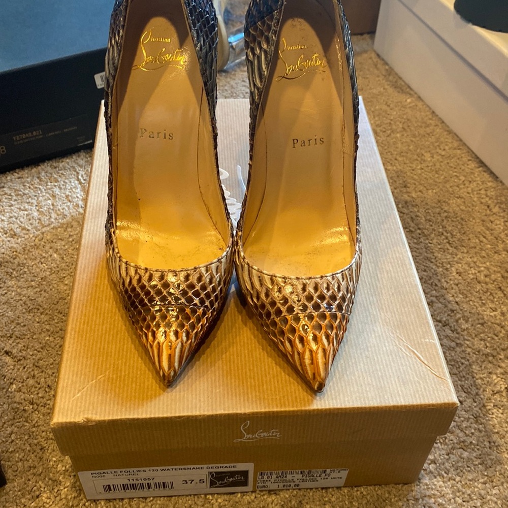 Worn once Christian Louboutin snakeskin Pigalle heels size 37.5